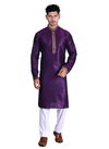 Wine Colour Exclusive Wedding Wear Pure Art Silk Embroidery Work Kurta Pajama 2006